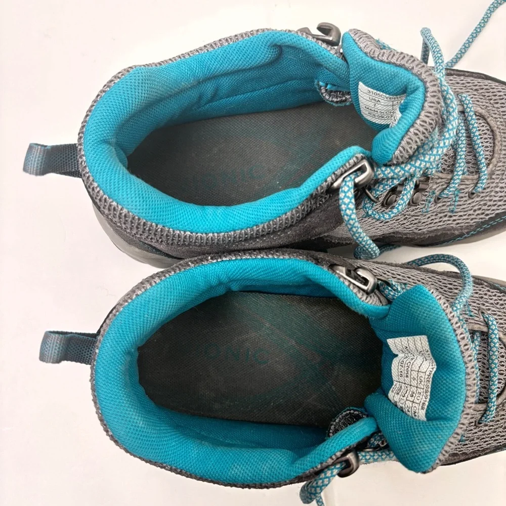 Vionic Cypress Hiking Boots Lace Up Gray Blue Sturdy